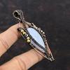 Кулон из синего кружева с агатом, медная проволока, кулон, титановые бусины, кулон, кулон из драгоценного камня, антикварные медные украшения, кулон ручной работы для подарка