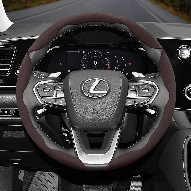 HPE1 Suitable for Lexus Anti-Slip Buckle Segmented Suede Steering Wheel Cover Suitable for Is250 Ct200H Is350 Es300H Rc Is300H Rx Rx450H Hs250H Nx300