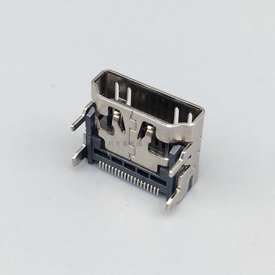 HDMI Тип A 19-контактный гнездовой SMD-разъем, передний вставка, заднее крепление, компьютерный разъем