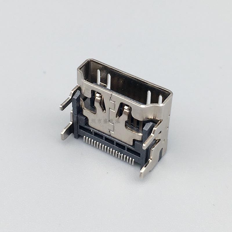 HDMI Тип A 19-контактный гнездовой SMD-разъем, передний вставка, заднее крепление, компьютерный разъем