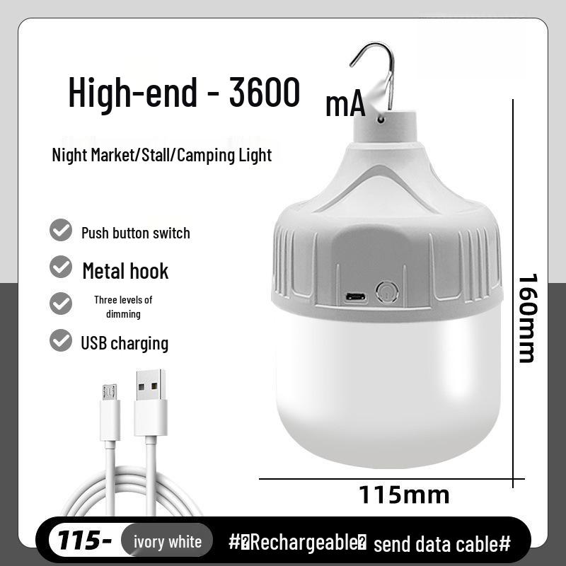 Rechargeable LED Emergency Light Bulb for Outdoor Stalls and Camping - Energy-Saving Wireless Lamp