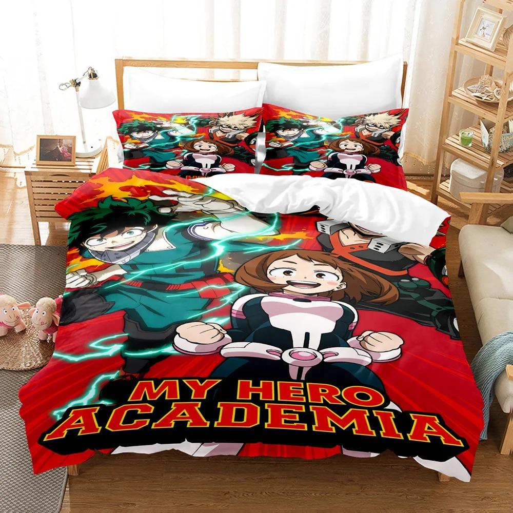 Новый комплект постельного белья My Hero Academia, мягкое постельное белье с японским аниме, односпальное, двуспальное, двуспальное, двуспальное, полноразмерное, пододеяльник, постельное белье для мальчиков-подростков