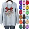 Ladies' Christmas Printed Round Neck Long Sleeved T-shirt Sweatshirt Top