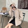 Рабочая ветровка с капюшоном для миниатюрных женщин, осенняя новинка, свободный дизайн талии, студенческий стиль, верхняя одежда