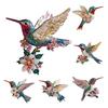 Acrylic Hummingbird Hanging Decoration Indoor Outdoor Garden Yard Window Wall Hanging 2D Flat Flower Colorful Bird Ornament