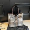 Woolen Plaid Large Capacity Tote Bag Women's Shoulder Bag Vintage Bag