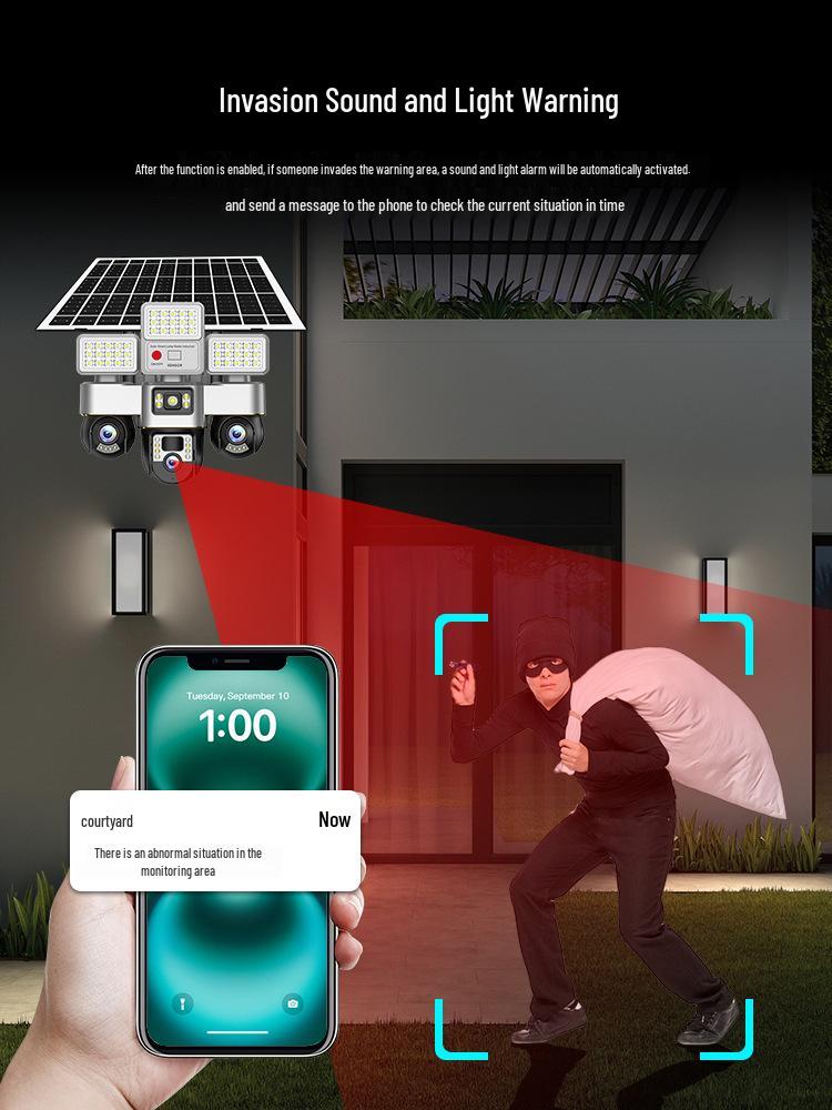 P30 V380 Solar 4G Wireless Camera: Three-Lens, Three-Screen, Low Power Consumption Yard Monitor.