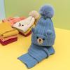 Plush Bear Children Scarf Hat Set Cartoon Warm Knitted Cap All-match Wool Beanie  Girls