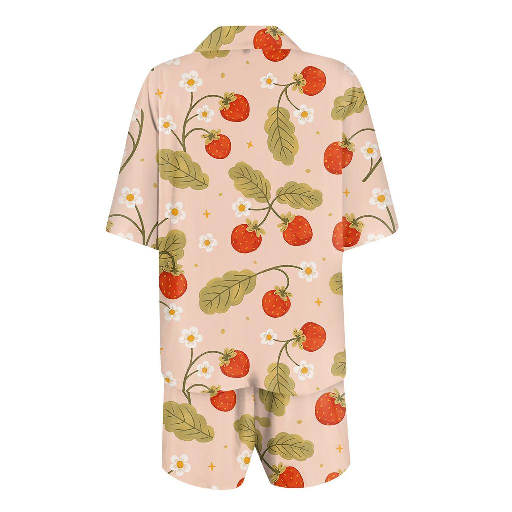 Женская шелковая пижама с пуговицами, домашняя одежда, принт со звездами, короткий рукав, атласный пижамный комплект из 2 предметов