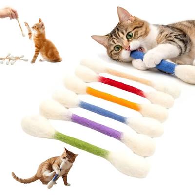 6 шт. Ватные палочки Игрушки для кошек Гигантская палочка-пищалка для кошек с кошачьей мятой Интерактивные игрушки-пищалки для котят для домашних кошек Тренировка Самостоятельное развлечение