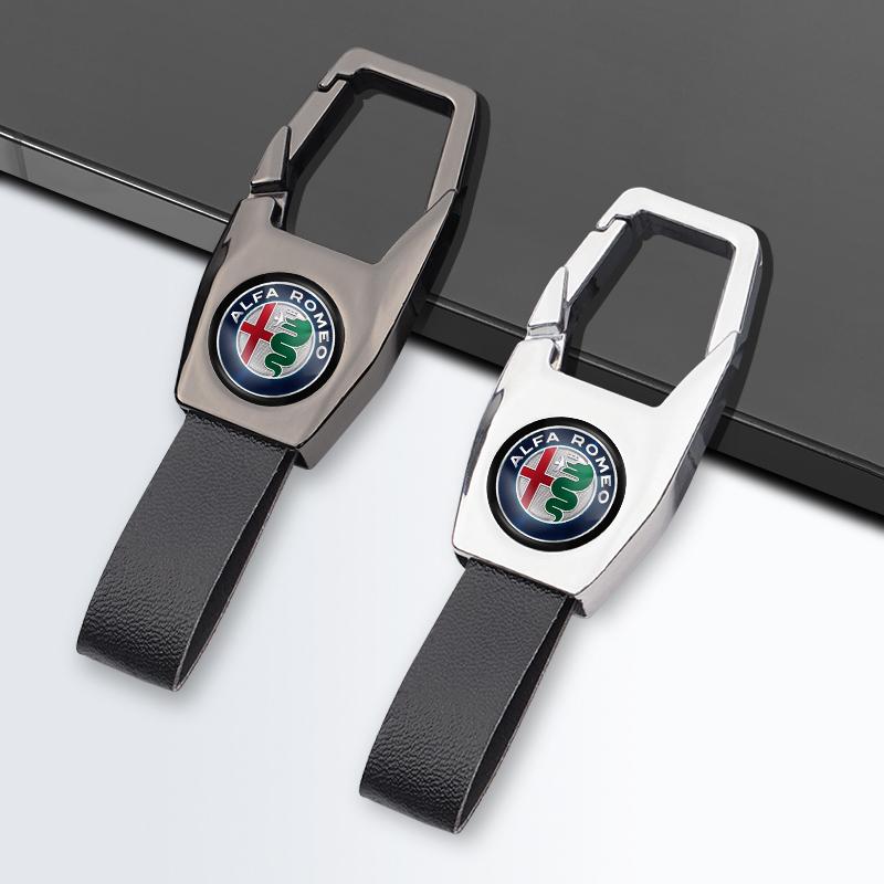 KYMI3 Zinc Alloy Car Key Chain Boutique Keychain Keyring Pendant Car Interior For Alfa Romeo 4C 159 166 Spider Giulia 156 147 8C GT