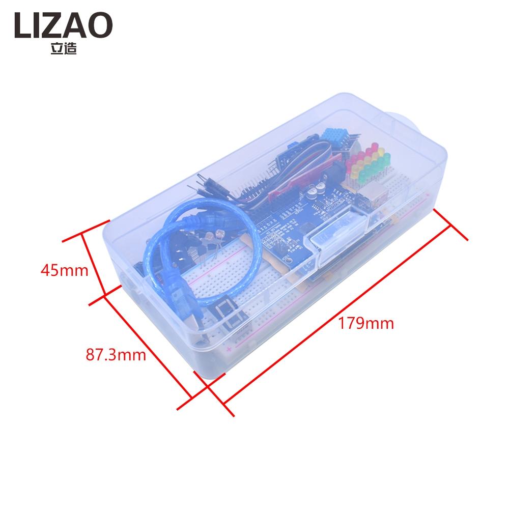 LIZAO Arduino UNO R1 Стартовый набор с макетной платой Полный базовый набор электроники с датчиками и управлением светодиодами для начинающих