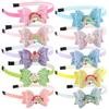 1PC Cute Hair Bows Headbands for Girls 3inch Sparkly Bows Hairbands Rainbow Hair Bow Headband Children Kids Hair Accessories