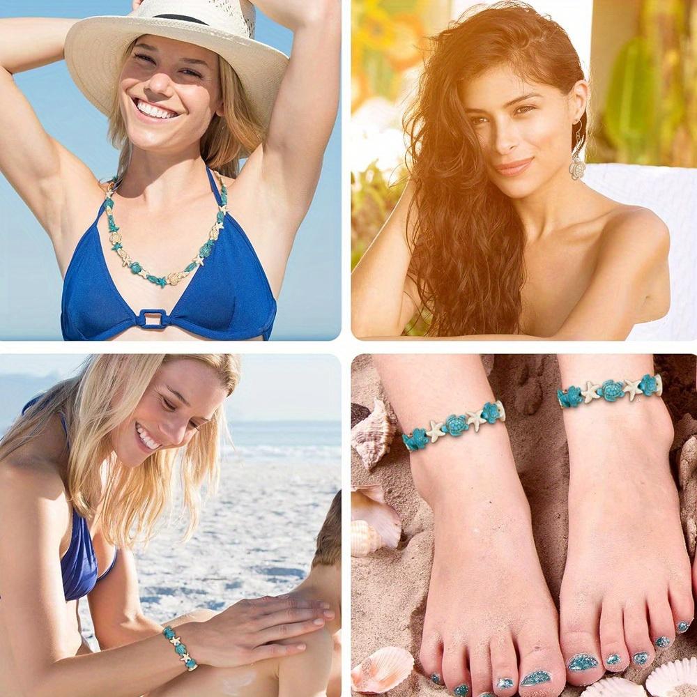 200 шт. бирюзового материала, набор из синих и белых бусин в виде морской звезды и черепахи, разделительные бусины в виде синих и белых бусин в виде морской звезды и черепахи