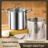304 Stainless Steel Anti-Splash Deep Fryer with Filter Basket - Multifunctional Frying Pot for Snail Rice Noodles