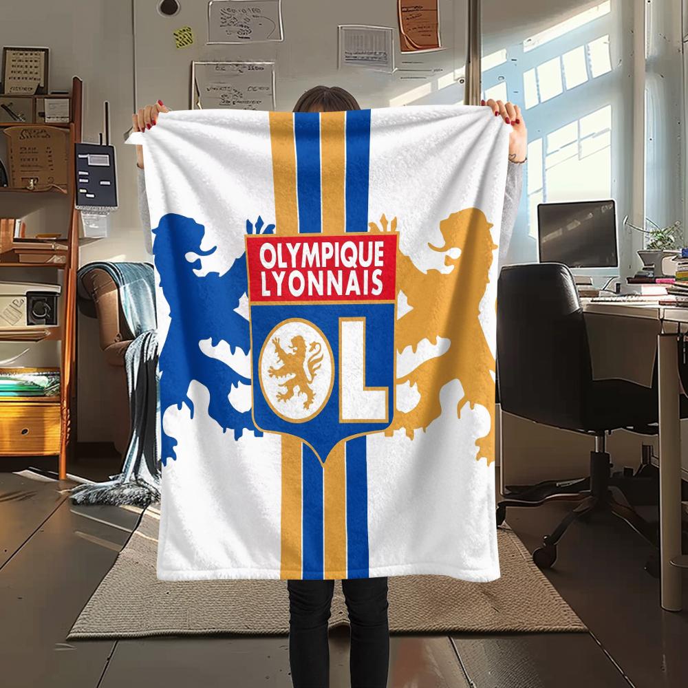 Olympique Lyonnais,pattern Flannel Blanket, High quality Comfortable for All Seasons, Home Decor, Warmth and Comfort, Perfect for Gifts.