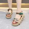 Platform Roman Style Woman Shoes Splicing Color Round Toe Tip Sandal 2025 Luxury Vintage Summer Comfort Daily Sandals for Women