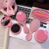 Anti Static Round Folding Comb with Mirror Pink Pocket Hair Brush Portable Air Cushion Comb  Women
