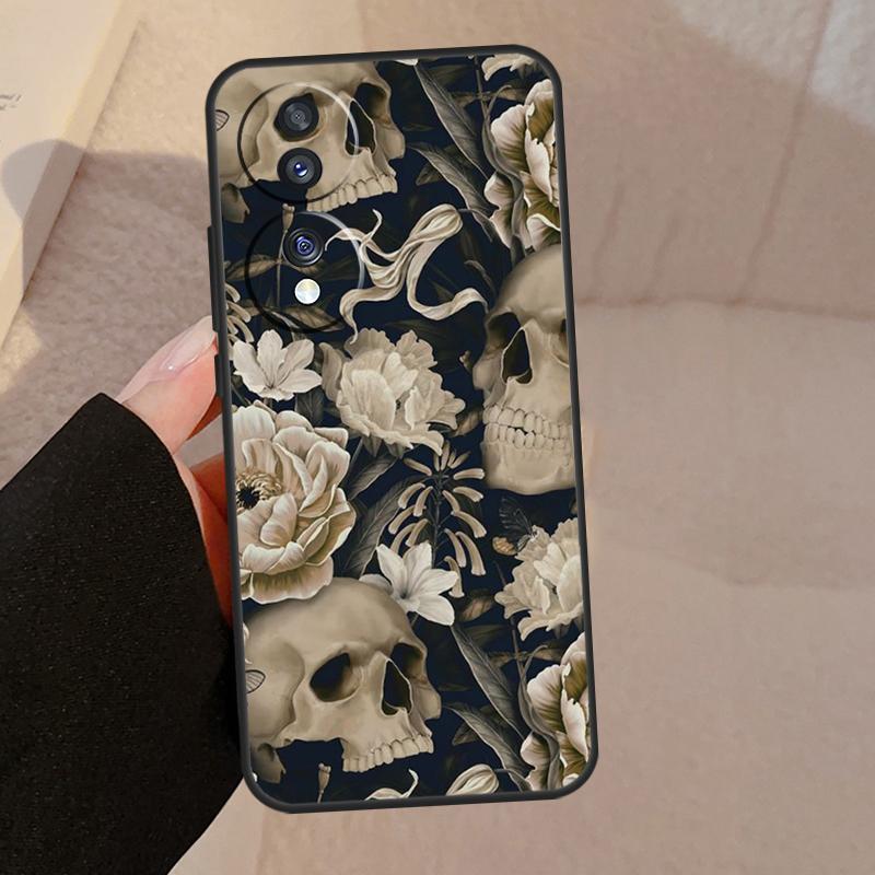 Готический Цветочный Череп Чехол Для Honor Magic 5 Lite Pro 50 70 90 8X 9X X6 X7 X8 X9 Honor X6a X7a X8a X9a X9b Чехол