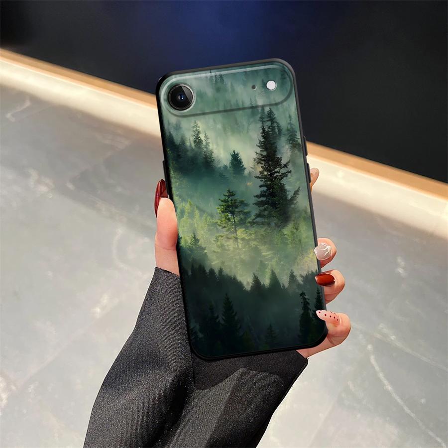 Черный Мягкий Чехол для Телефона для iPhone 13 12 11 17 Pro Max 17Air 7 8 XR 15 16 14 Plus XS Max с Рисунком 'Mountain View'