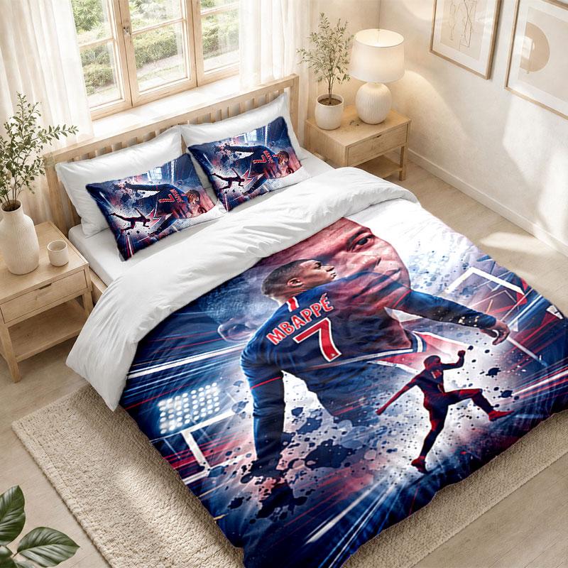 Bedding Set 1 Duvet Cover 2 Pillowcases Kylian Mbappe Print Bedroom Home Decoration