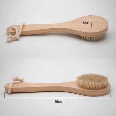 Щетка для ванны из дерева лотоса с короткой ручкой и свиной щетиной для чистки и массажа спины