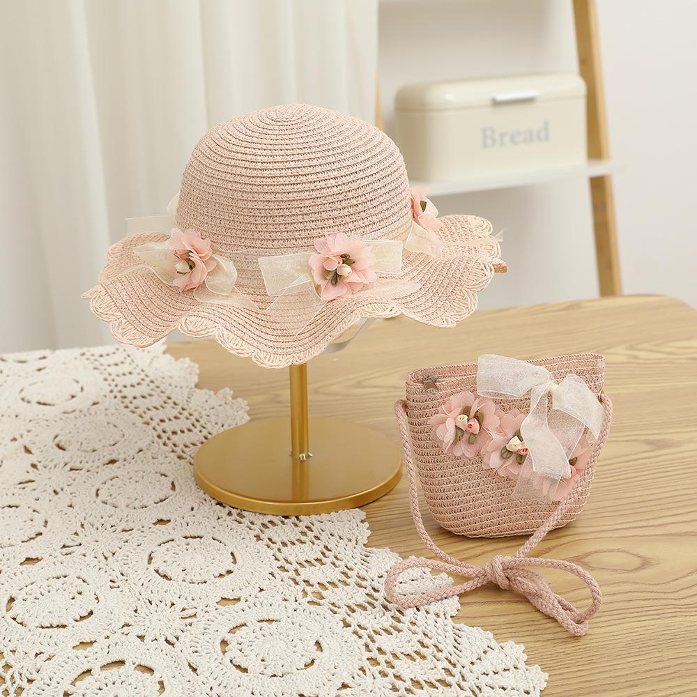 Summer Children's Sun Protection Beach Straw Hat Princess Girl's Vacation Woven Sun Hat