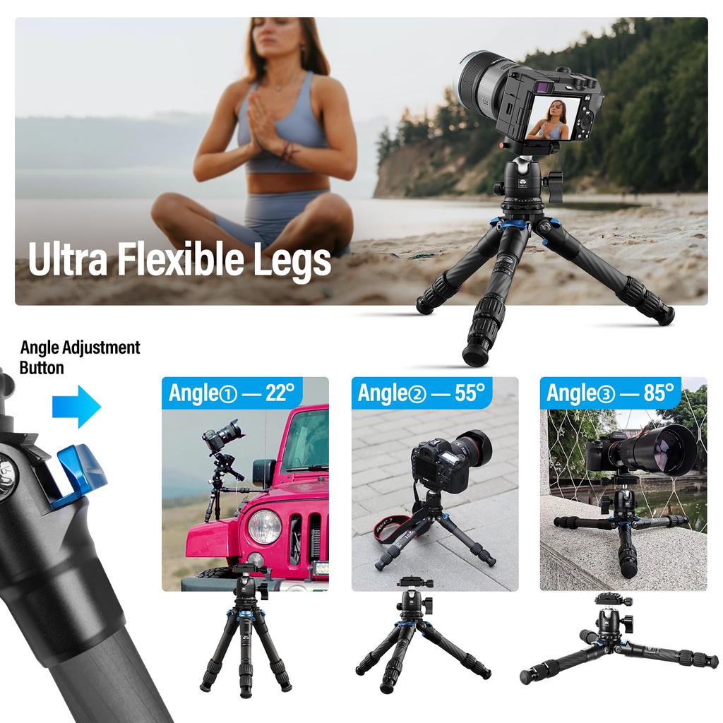 SIRUI Carbon Fiber Travel Ball Mini Desktop Tripod for Mirrorless Retracted Length Maximum Height Tripod, 360°B-00K Arca-Swiss Head, Cameras, 12.1",