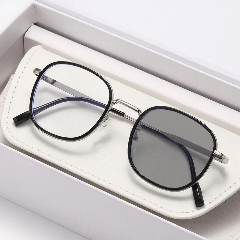 Новые ретро фотохромные очки для близорукости для женщин и мужчин, большая оправа, солнцезащитные очки с защитой от синего света и изменяющие цвет, с диоптриями от 0 до -4.0