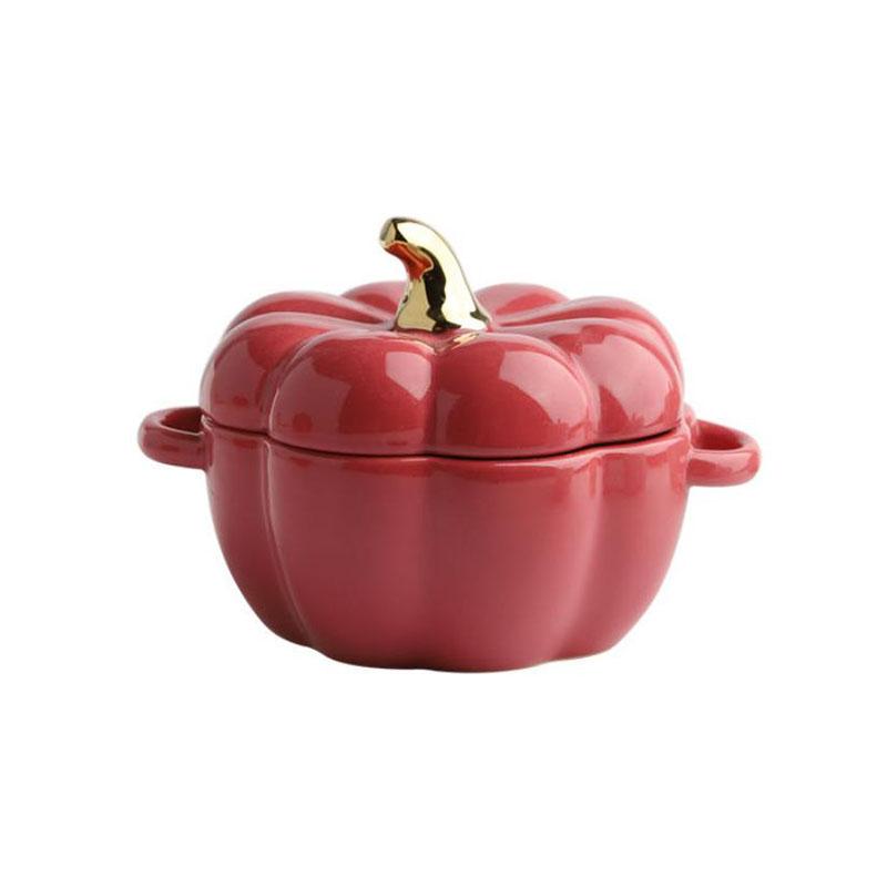 Pumpkin Bowl Soup Cup with Lid Baking Bowl Ceramic Rice Bowl Baking Tableware Dessert Bowl Soup Bowl Ceramic Tableware