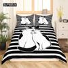 Black and White Duvet Cover Set King and Queen Bedding Set for Couple Romantic Valentine's Day Presents Polyester Duvet Cover