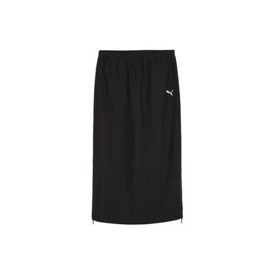 Dare To Midi Woven Skirt Solid Color Sports Airful Mid Belt Belt Casual Long Skirt Women Skirts Black 628060-01