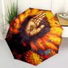 1pc Buddha Flowers Pattern Automatic Folding Umbrella - Compact 8-Rib Design, Durable Plastic & Iron, Lightweight for Outdoor Daily Use081