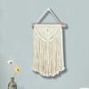 Boho Macrame Wall Hanging Hand Woven Bohemian Style Tassel Cotton Tapestries Beige Wall Decoration for Study Decoration