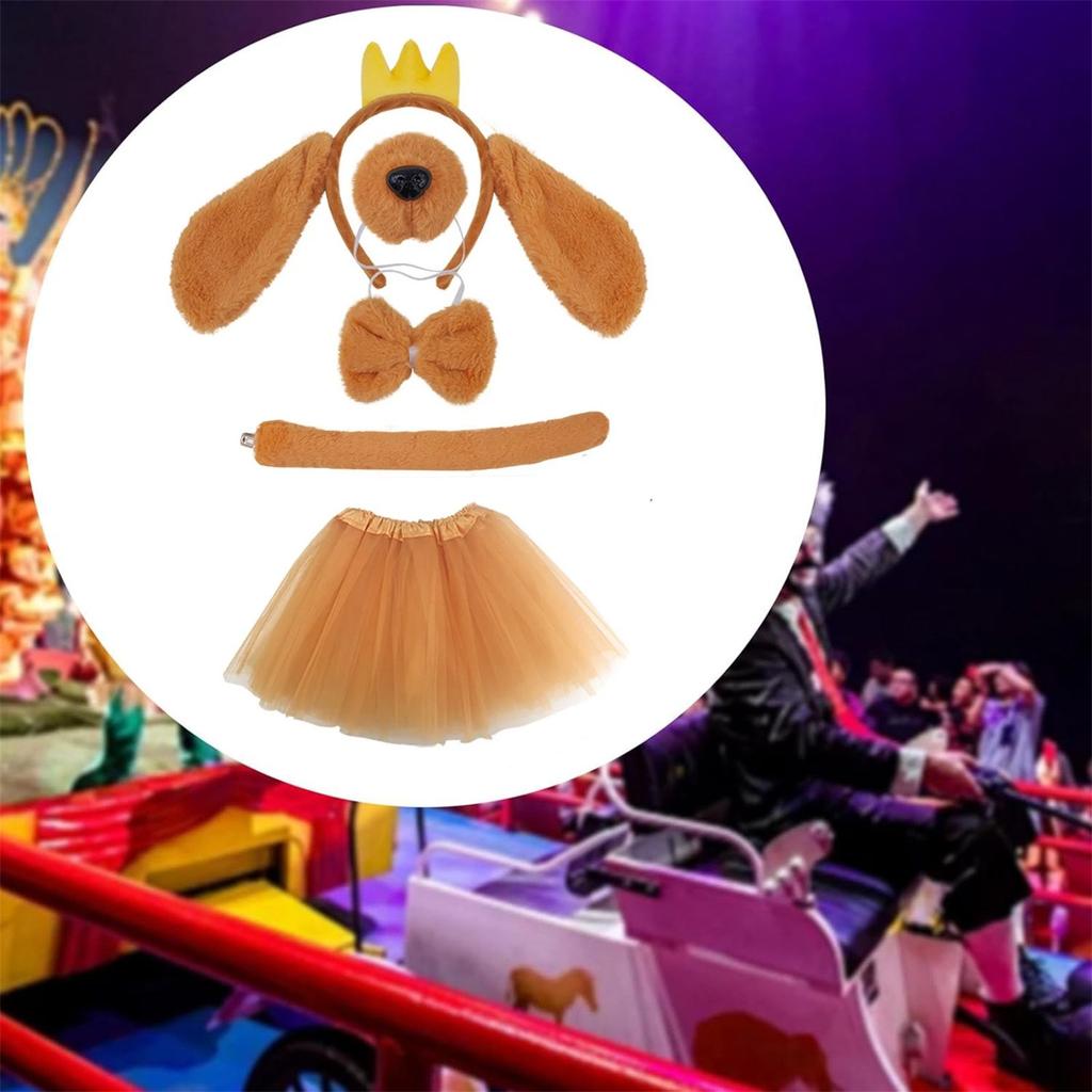 Комплект костюмов для собак, включающий повязку на голову с собачьими ушками, нос, галстук-бабочку, юбку и хвост для детей, товары для косплея на будние дни и вечеринки