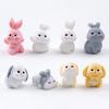 3 Pcs Mini Resin Rabbit Figurine Tiny Cartoon Bunny Sculpture Miniature Animal Fairy Garden Ornament for Moss Landscape DIY Plant Pot Home Decor