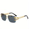 Vintage Rimless Metal Sunglasses Men Women Fashion Oversized Square Shades Leopard Rimless Eyewear Double Bridge Gradient Ocean Sun Glasses