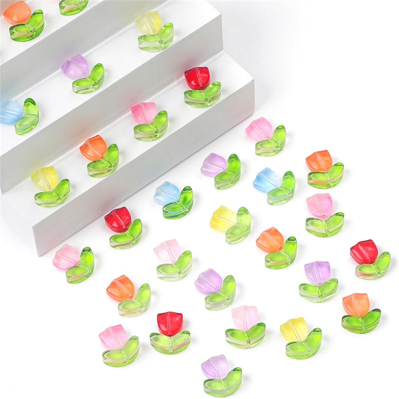 10 шт./пакет, стеклянные бусины ручной работы, цветок тюльпана, подвеска для серег, браслетов, ожерелье, сделай сам, ювелирные изделия, аксессуары для рукоделия