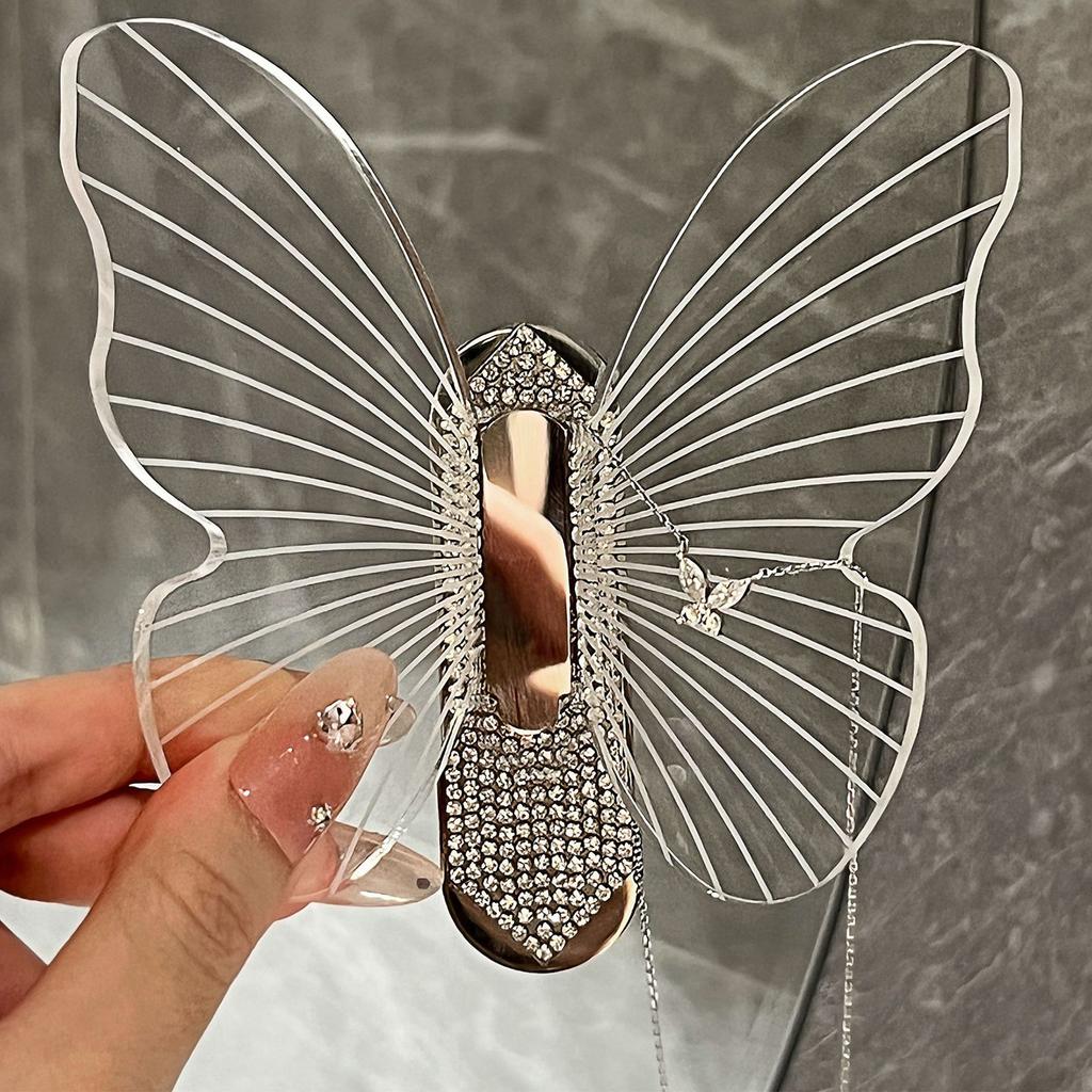 Punch-Free Clear Stylish Butterflys Wall Hook Stable Wear Resistant Wall Hanger For Door Back Hanging