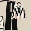 Autumn/Winter Women's Set Korean Edition Casual Sweater Waist Cinching and Slimming Wide Leg Pants Two-piece Set