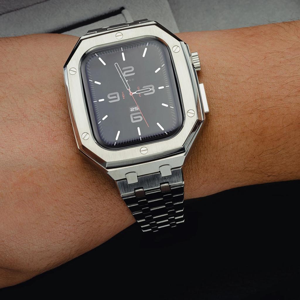 Роскошный комплект для модификации из нержавеющей стали для Apple Watch 10 46 мм Металлический корпус для iWatch Series 10 9 9 7 6 5 4 SE Ремешок 46 мм Комплект