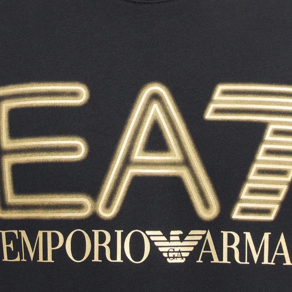 Emporio Armani EA7 Весна-Лето 2024 Свитшот с принтом логотипа-букв, круглым вырезом, длинным рукавом, мужской, черный 3DPM63-PJSHZ-0208
