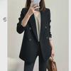 Женский черный пиджак свободного кроя — новинка весны и осени 2023 года, британский стиль в корейском стиле.