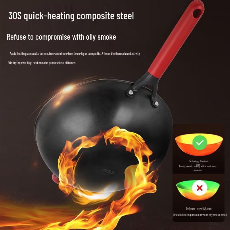 ASD T2Q Series 30cm Coating-Free Non-Stick Wok