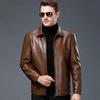 Кожаная куртка мужская из натуральной кожи с лацканами, зимняя новая плюшевая кожаная куртка для папы среднего возраста, куртка из овчины