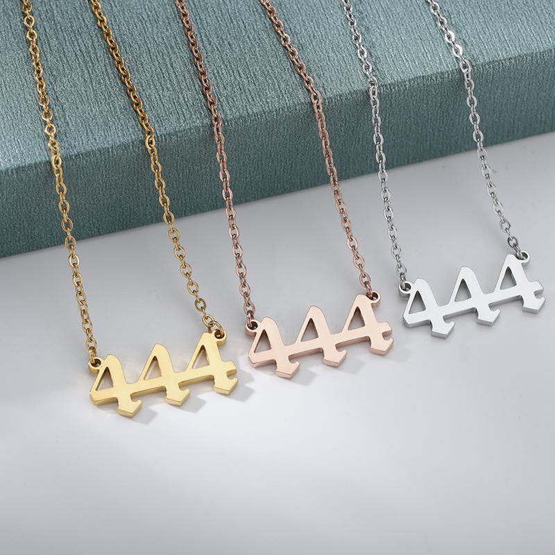 Angel Number Necklaces For Women 111 222 333 555 666 777 888 999 444 Devil Necklace Stainless Steel Pendant Men Bff Goth Jewelry