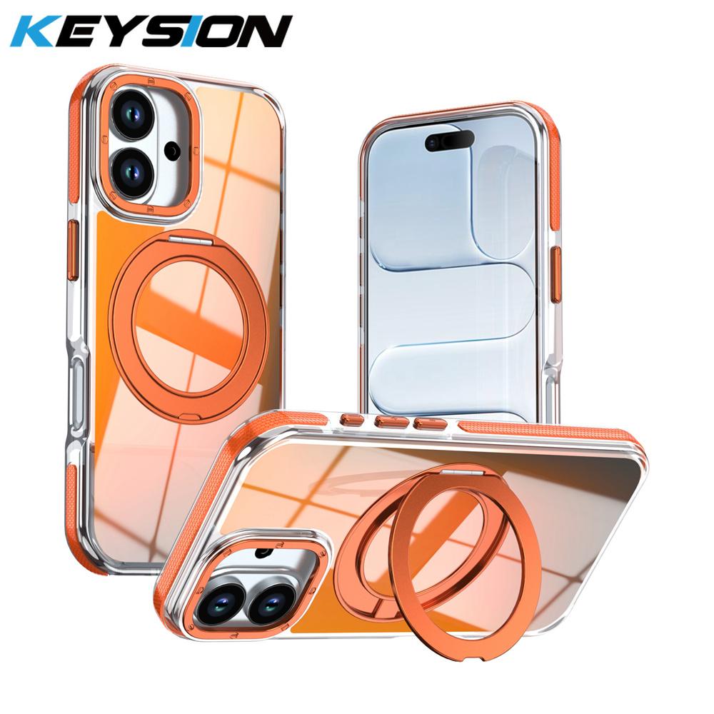 KEYSION Магнитный чехол для телефона с кольцом-подставкой, вращающимся на 360°, для MagSafe, для iPhone 17 Pro Max 17 Air, лазерный градиент, противоударная задняя крышка