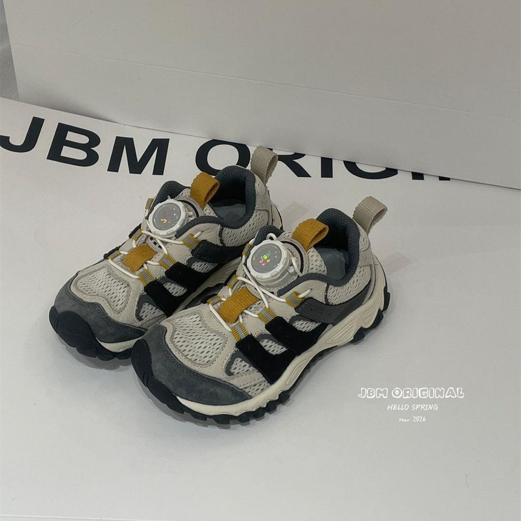 Children's sports shoes summer new breathable mesh outdoor boys mountaineering shoes rotating button light casual shoes