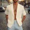Мужские повседневные топы с коротким рукавом и открытой передней текстурой, кардиган