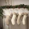 Large Size Knitted Christmas Stocking Rhombus Texture Xmas Gift Bag Christmas Gift Socks  New Year